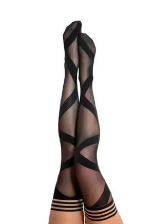 Kixies Jackie Black Ballet Thigh High size D