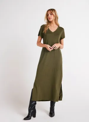 Knit V-Neck Maxi Dress Italian Herb