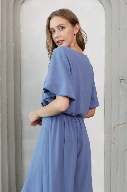 KYRA BUBBLE SLEEVE CROP TOP