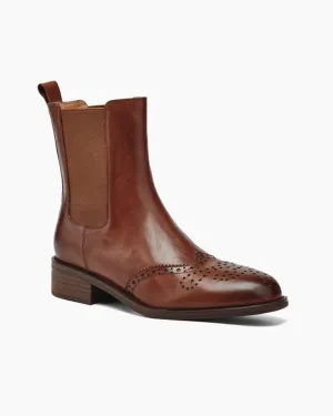 Leather Low Block Heel Chelsea Boots