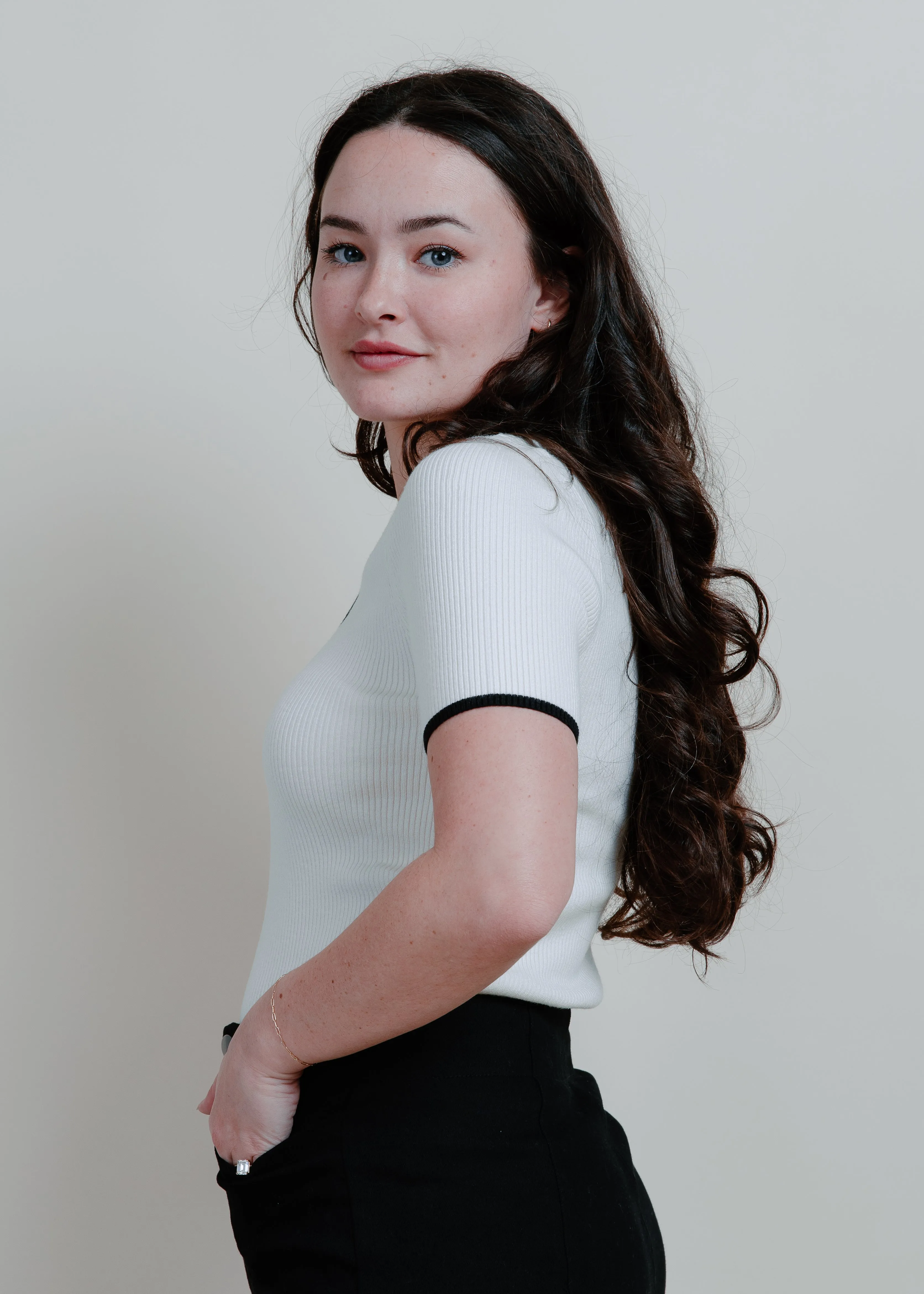 Lennie Contrast Top - Cream