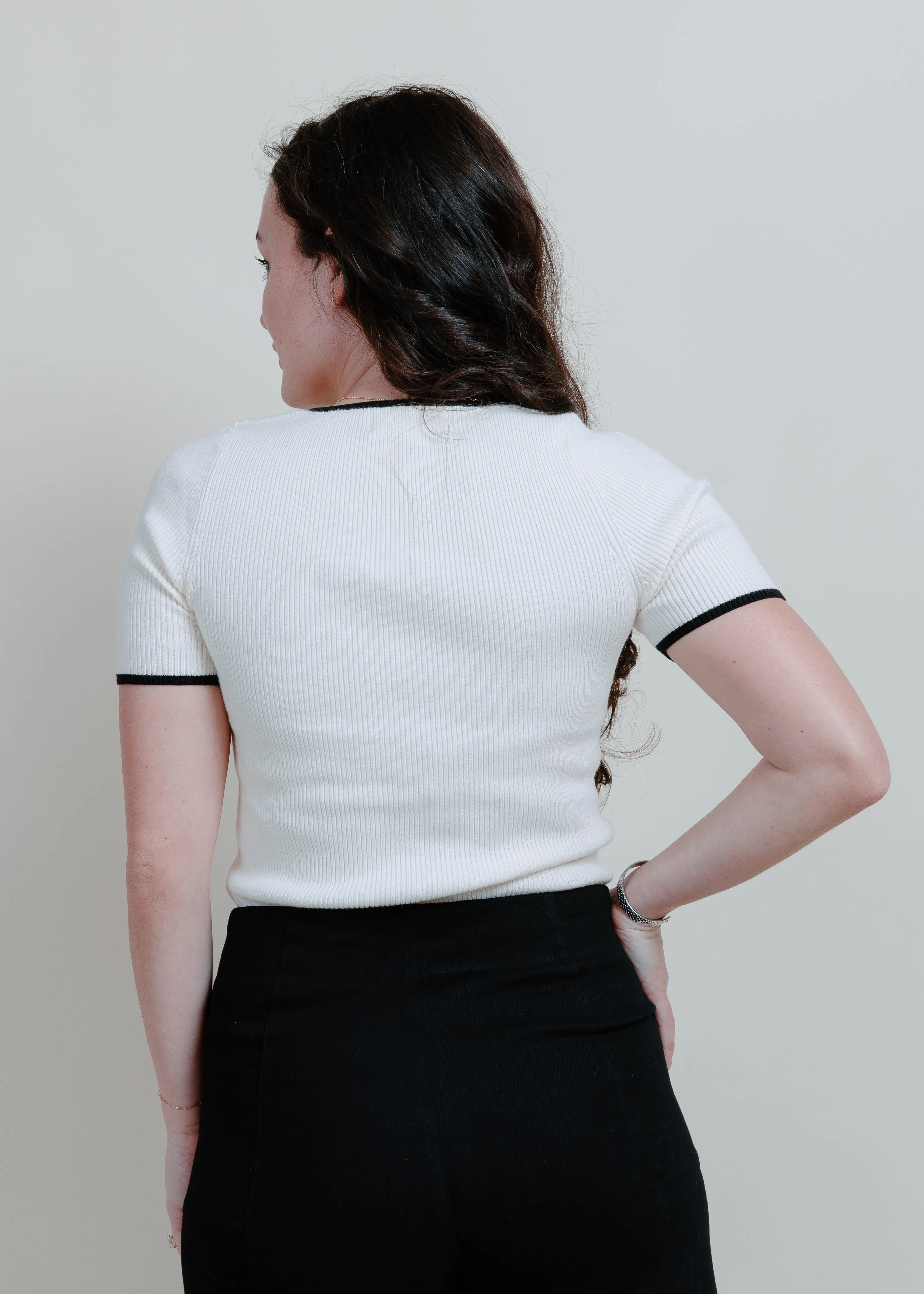 Lennie Contrast Top - Cream