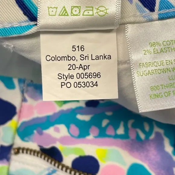 Lilly Pulitzer Kellar Stretch Shorts Resort White Shell Beach Purple Medium 8