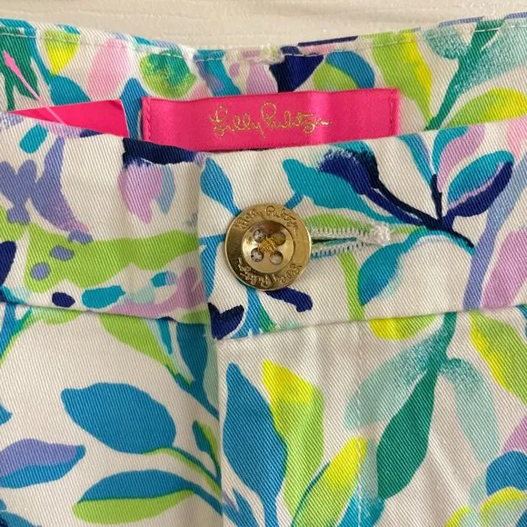 Lilly Pulitzer Kellar Stretch Shorts Resort White Shell Beach Purple Medium 8