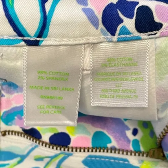 Lilly Pulitzer Kellar Stretch Shorts Resort White Shell Beach Purple Medium 8