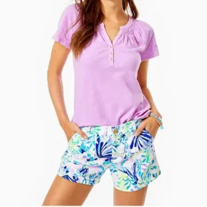 Lilly Pulitzer Kellar Stretch Shorts Resort White Shell Beach Purple Medium 8