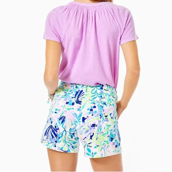 Lilly Pulitzer Kellar Stretch Shorts Resort White Shell Beach Purple Medium 8