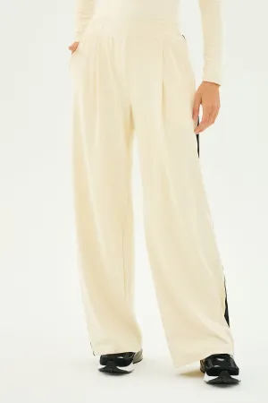 Luca Airweight Trouser with Stripe - Creme/Black