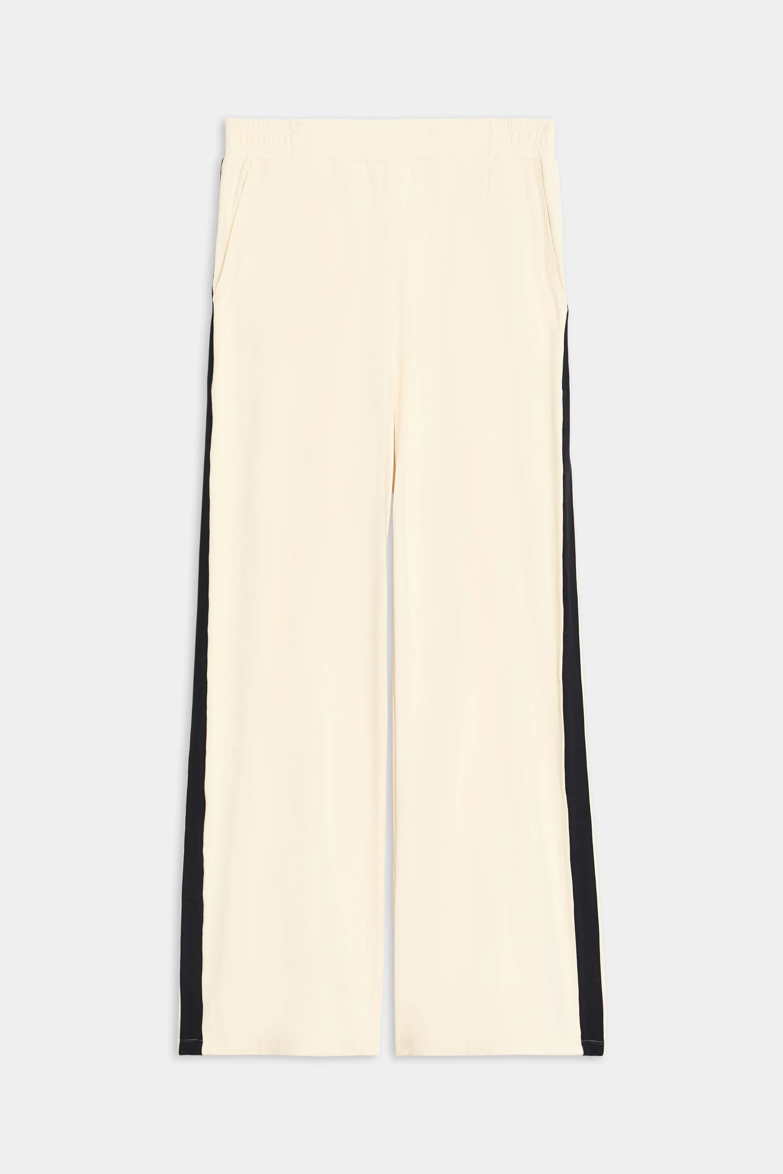 Luca Airweight Trouser with Stripe - Creme/Black
