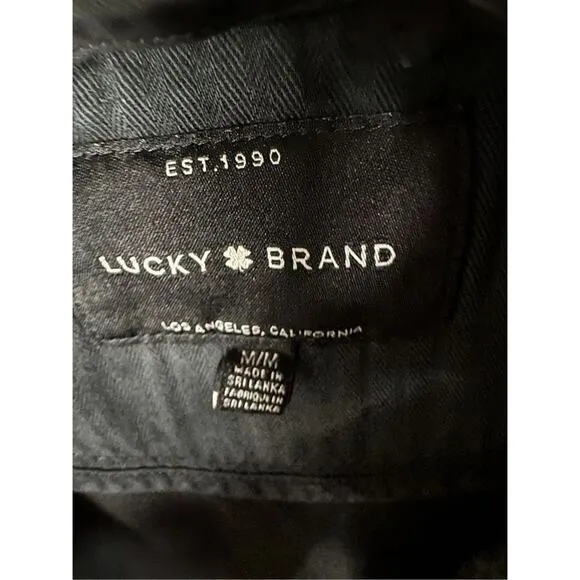 Lucky Brand Women's Drawstring Zip Up Long Sleeve Basic Jacket Black Size Medium