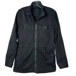 Lucky Brand Women's Drawstring Zip Up Long Sleeve Basic Jacket Black Size Medium