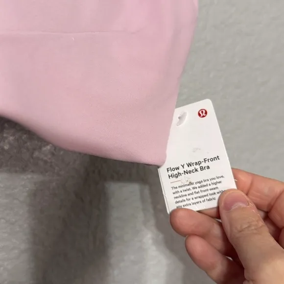 Lululemon Flow Y Wrap Front High Neck Bra size 6 in pink