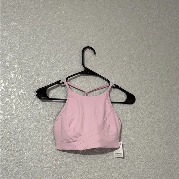 Lululemon Flow Y Wrap Front High Neck Bra size 6 in pink