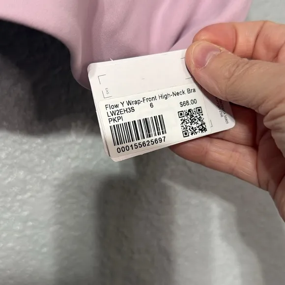 Lululemon Flow Y Wrap Front High Neck Bra size 6 in pink