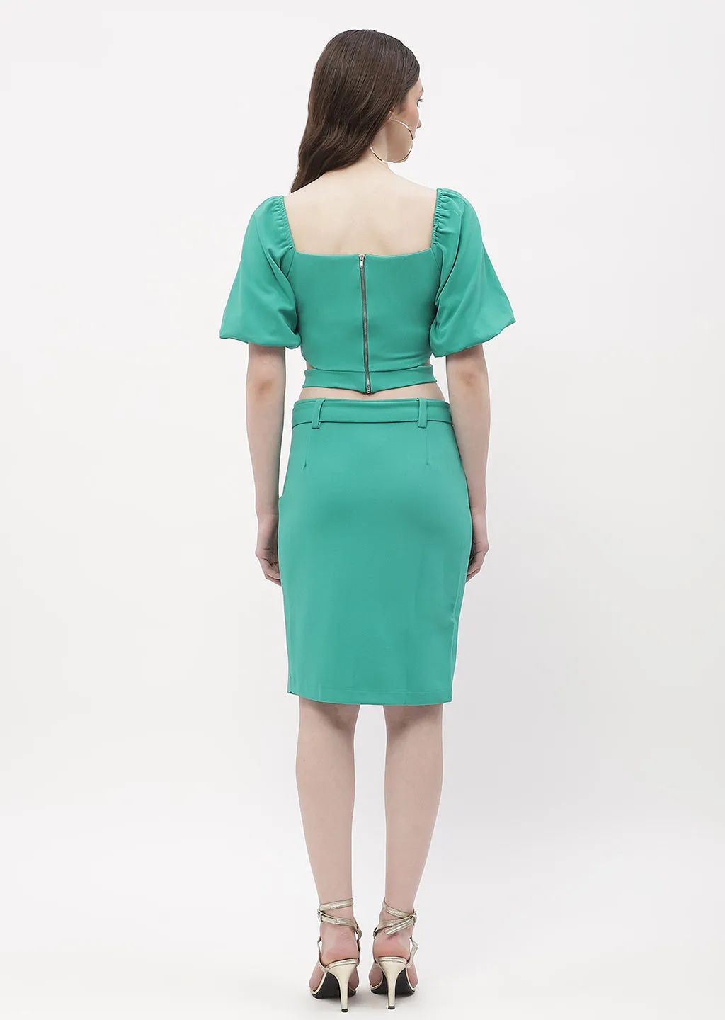 Madame Cut-Out Top With Skirt Jade Green Co-Ord Set