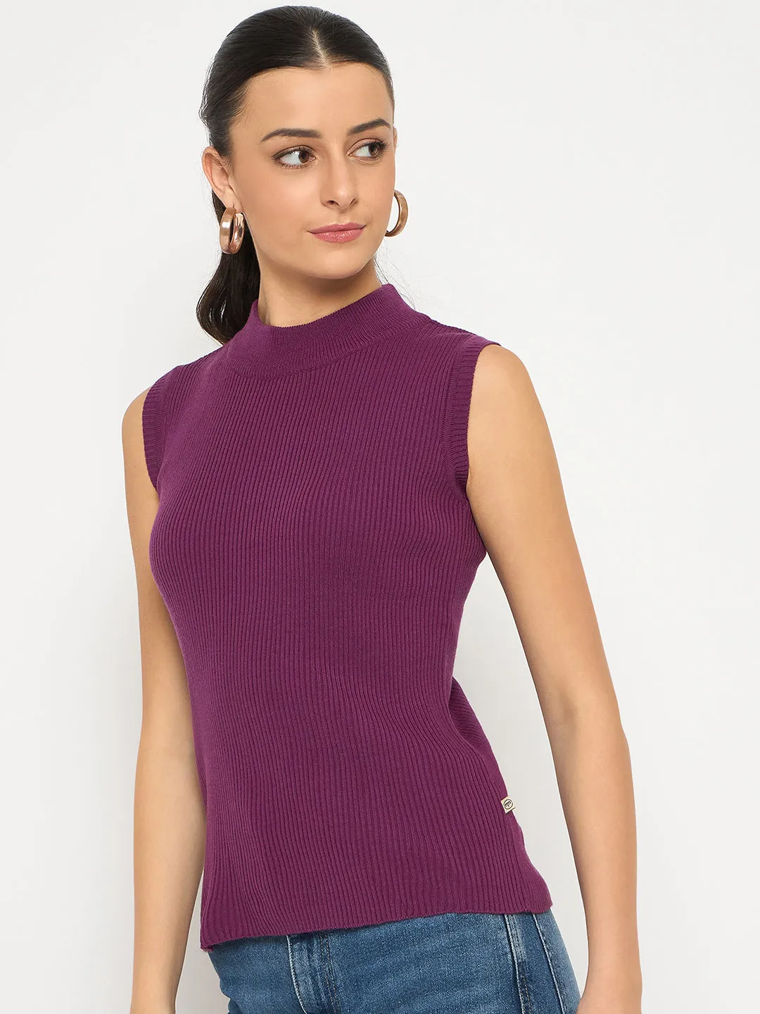 Madame Mock Neck Sleeveless Purple Skeeve