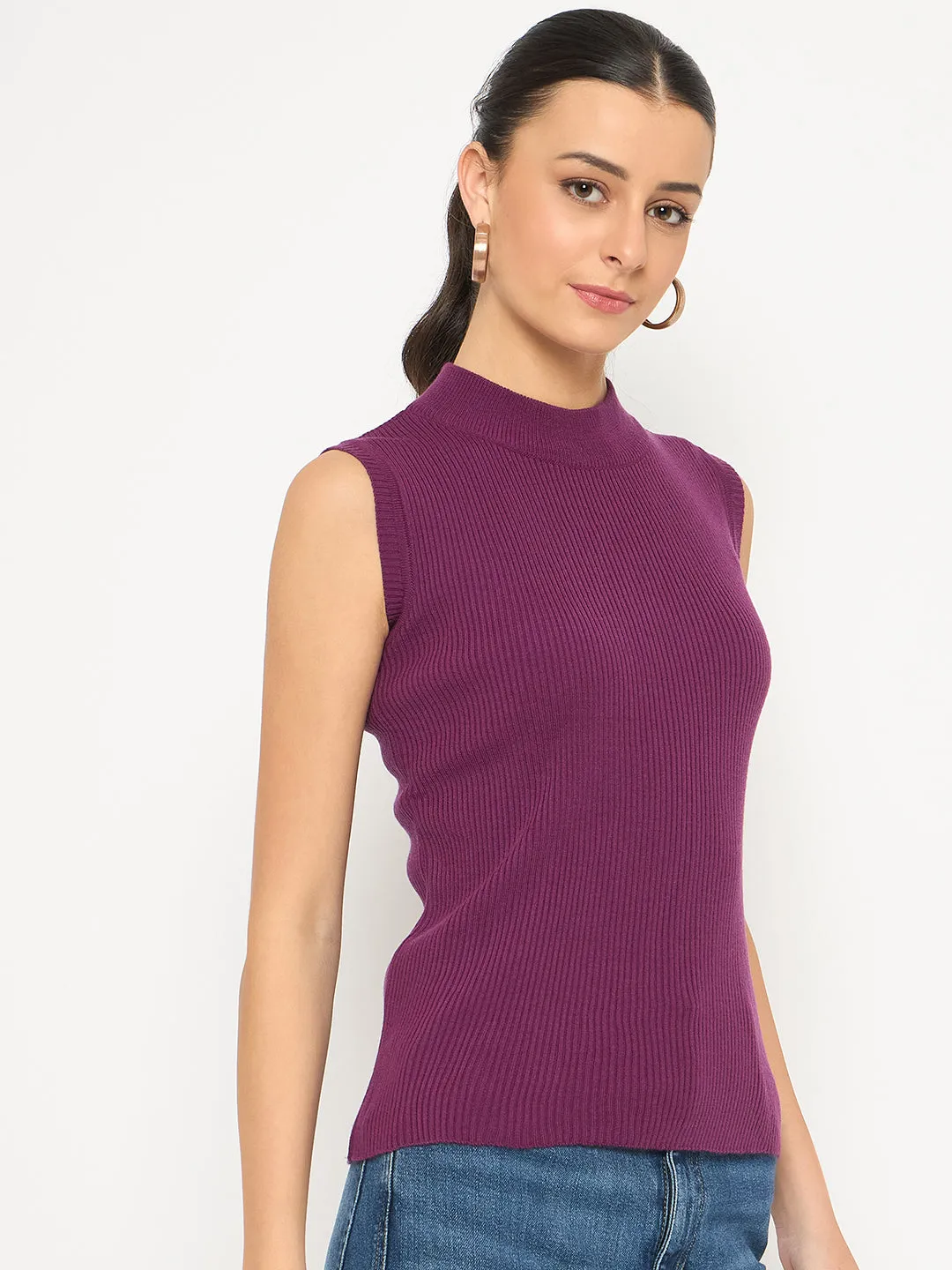 Madame Mock Neck Sleeveless Purple Skeeve
