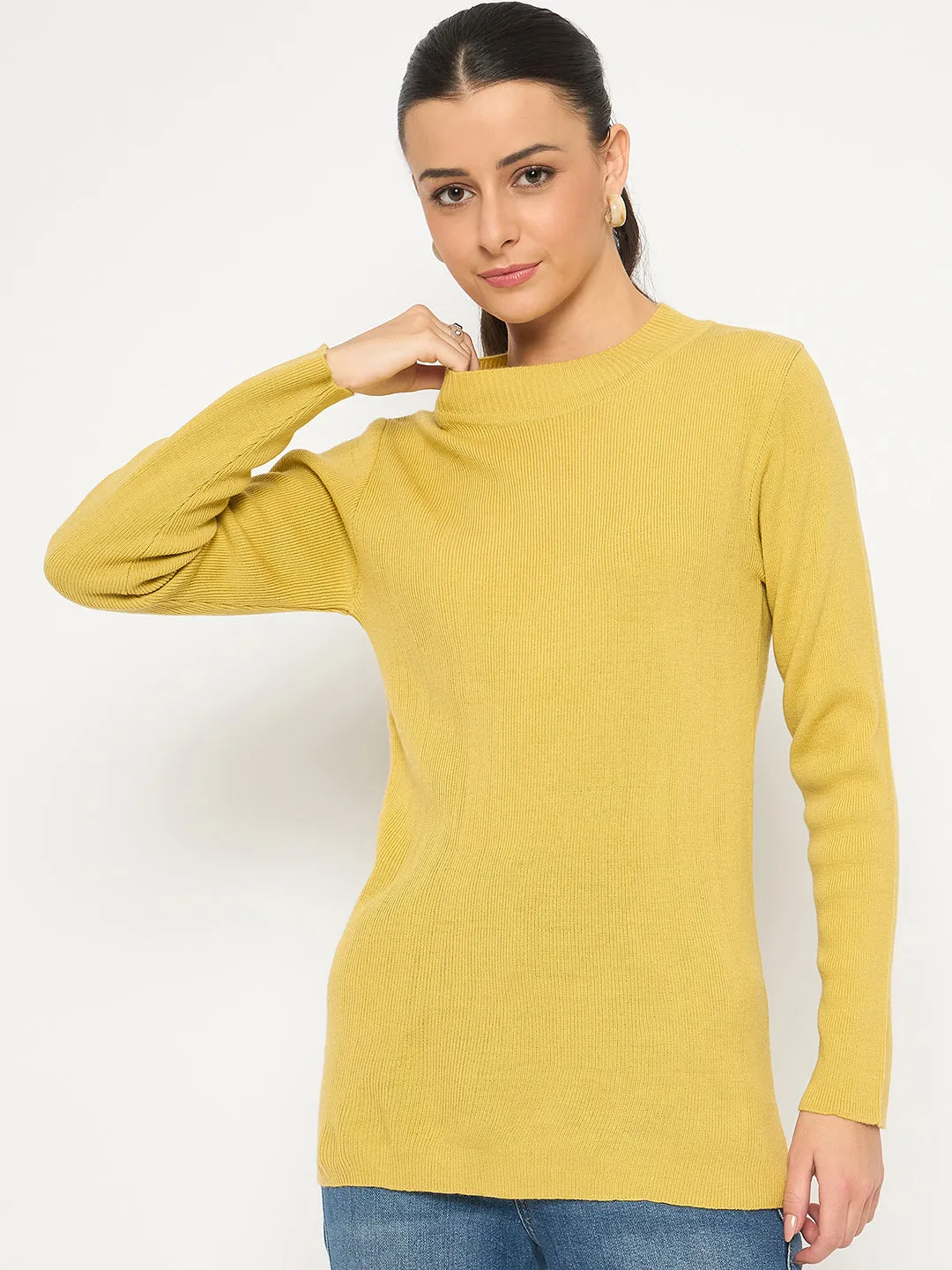 Madame Mock Neck Solid Yellow Skeeve