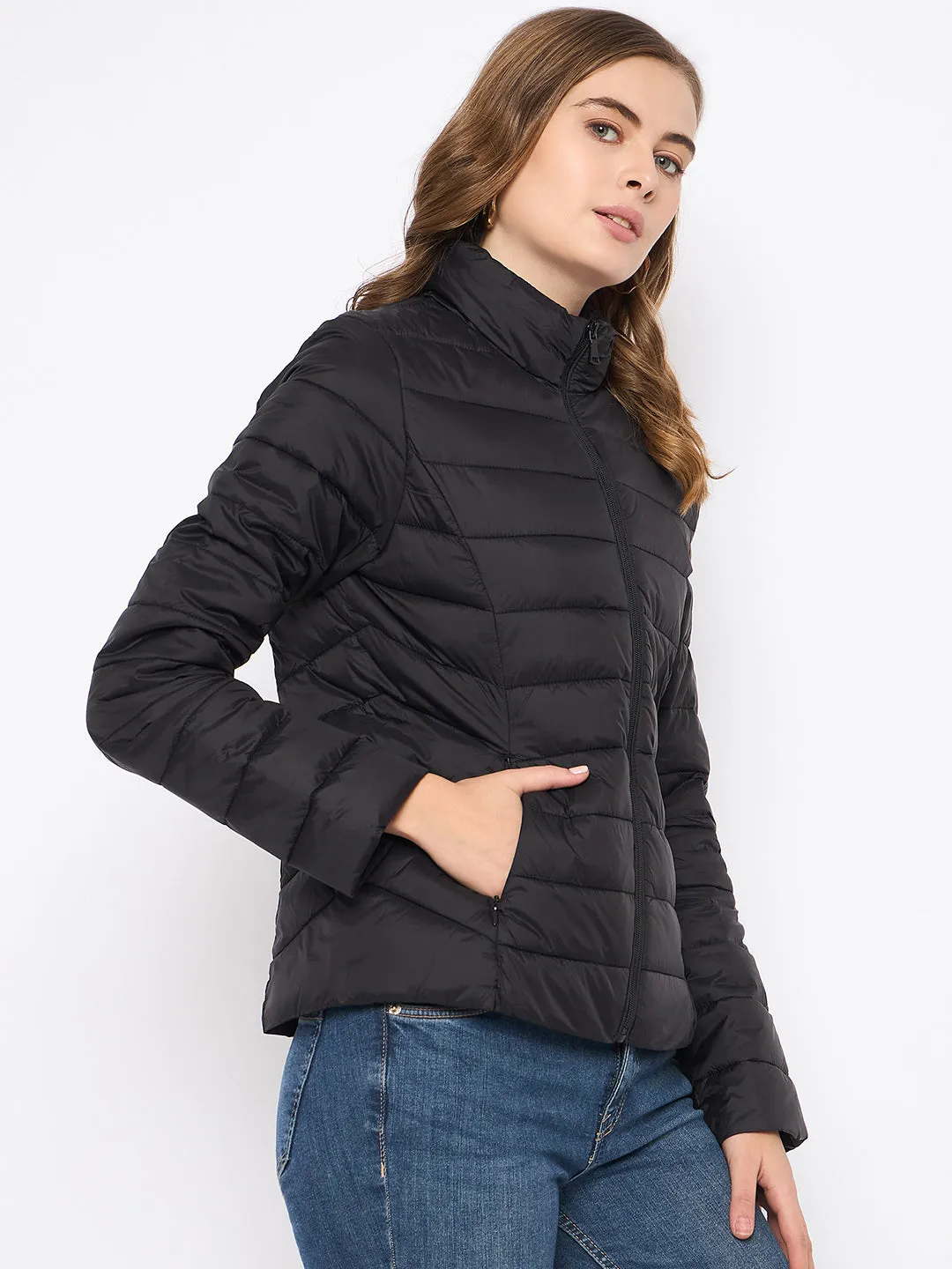 Madame Nylon Black Quilted Jacket