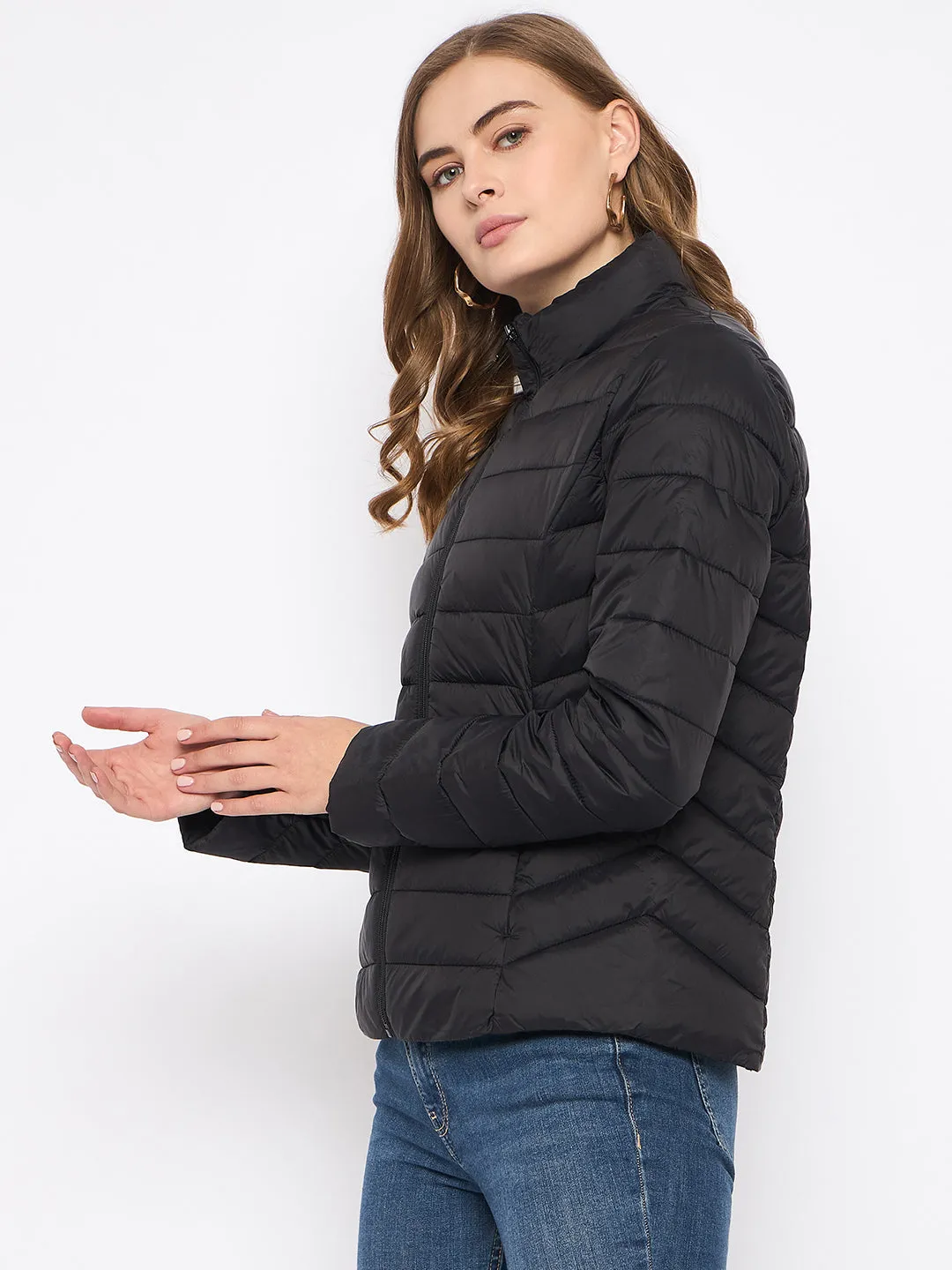 Madame Nylon Black Quilted Jacket