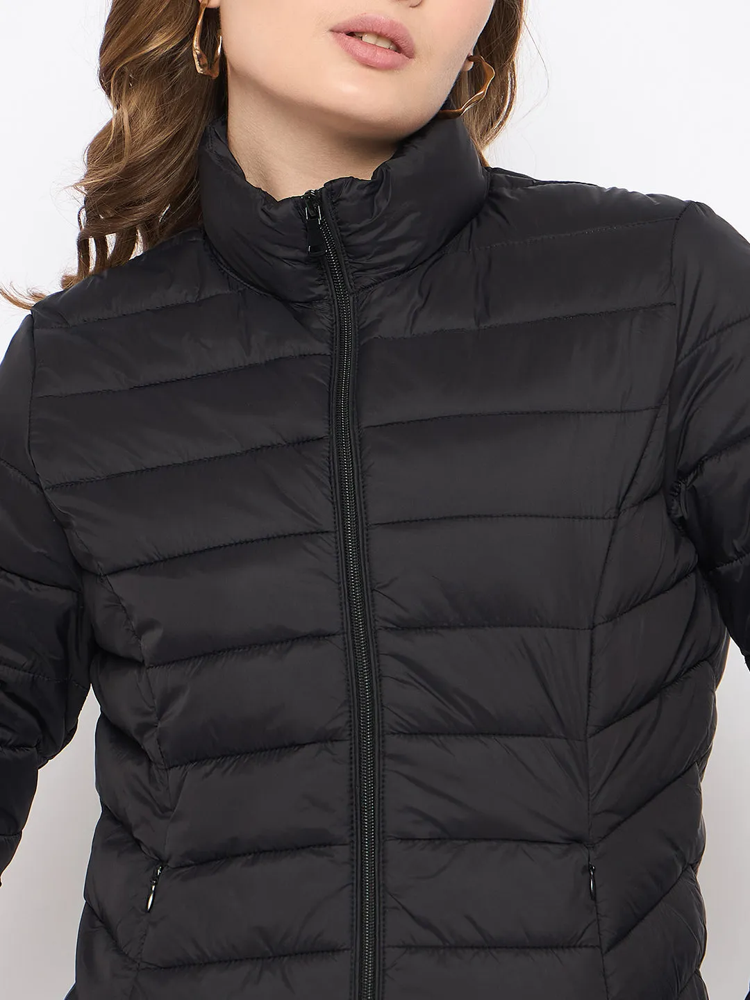 Madame Nylon Black Quilted Jacket