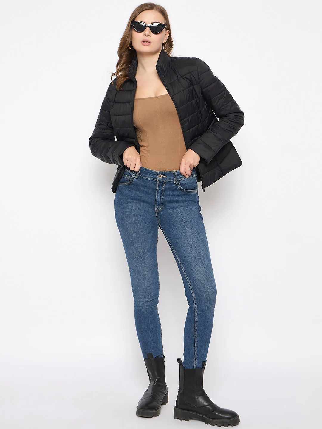 Madame Nylon Black Quilted Jacket
