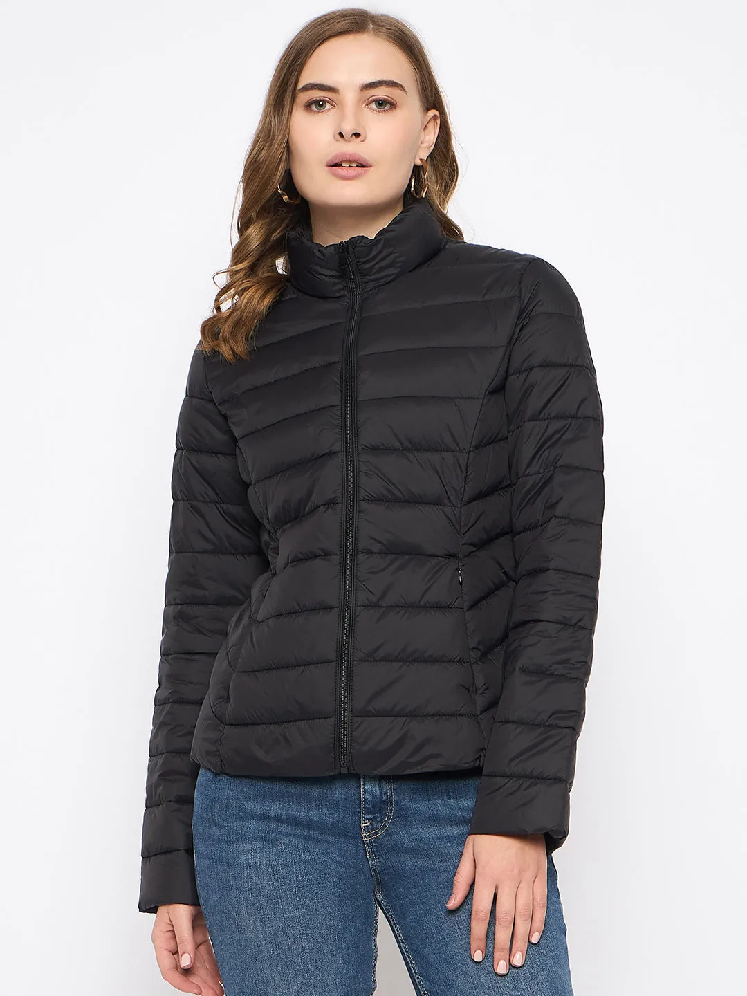 Madame Nylon Black Quilted Jacket