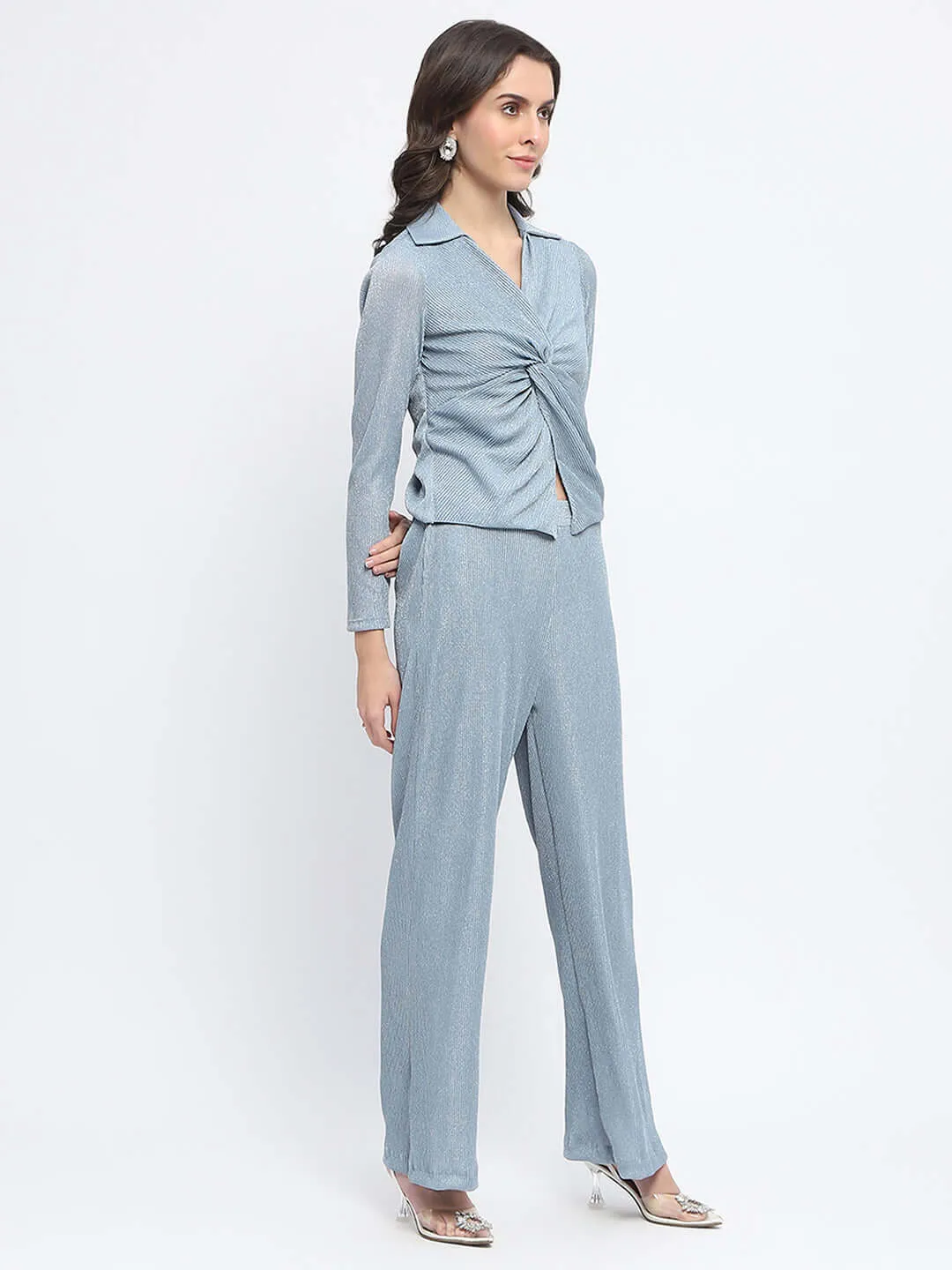 Madame Powder Blue Nylon Co-ord Set