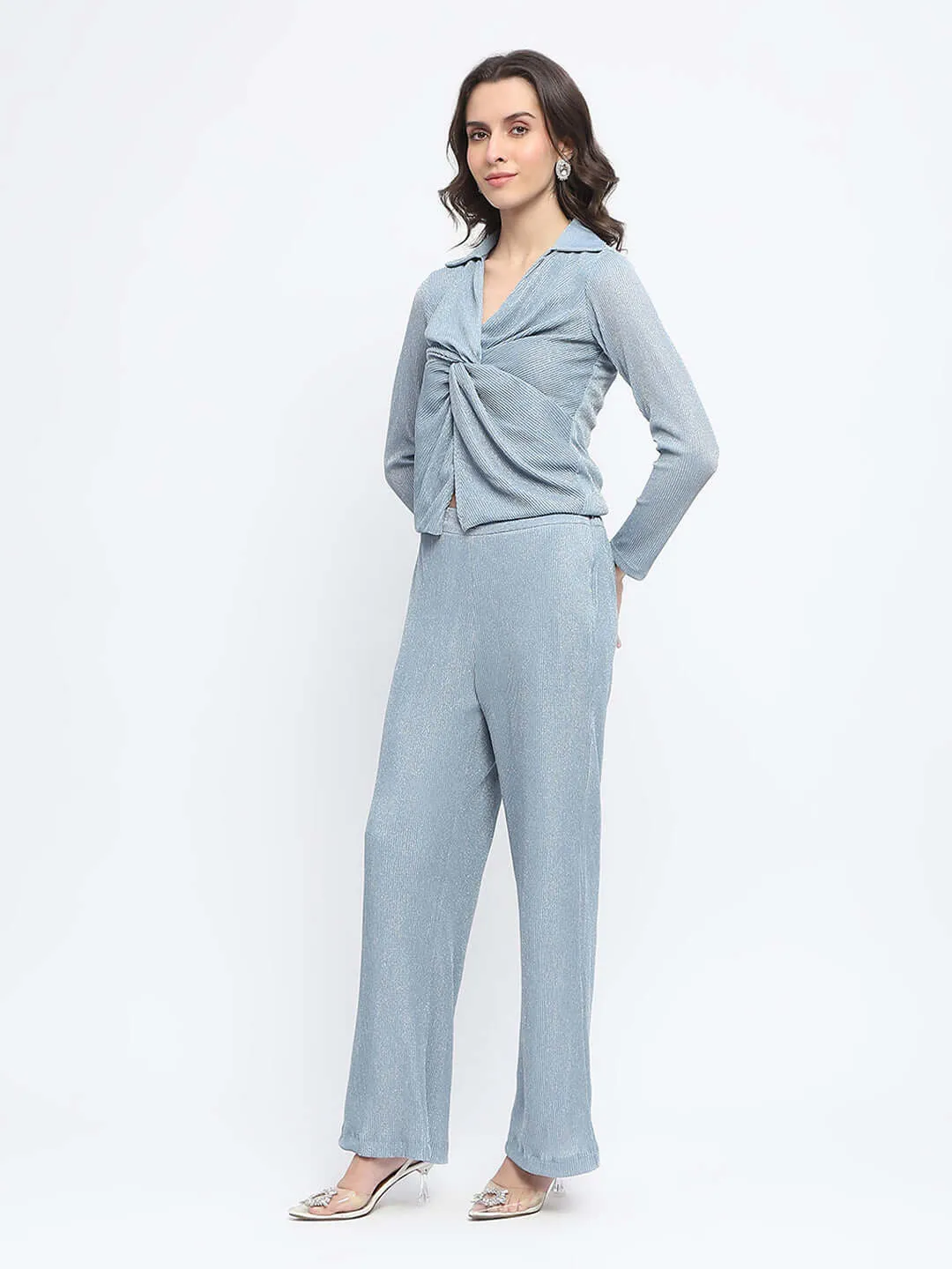 Madame Powder Blue Nylon Co-ord Set