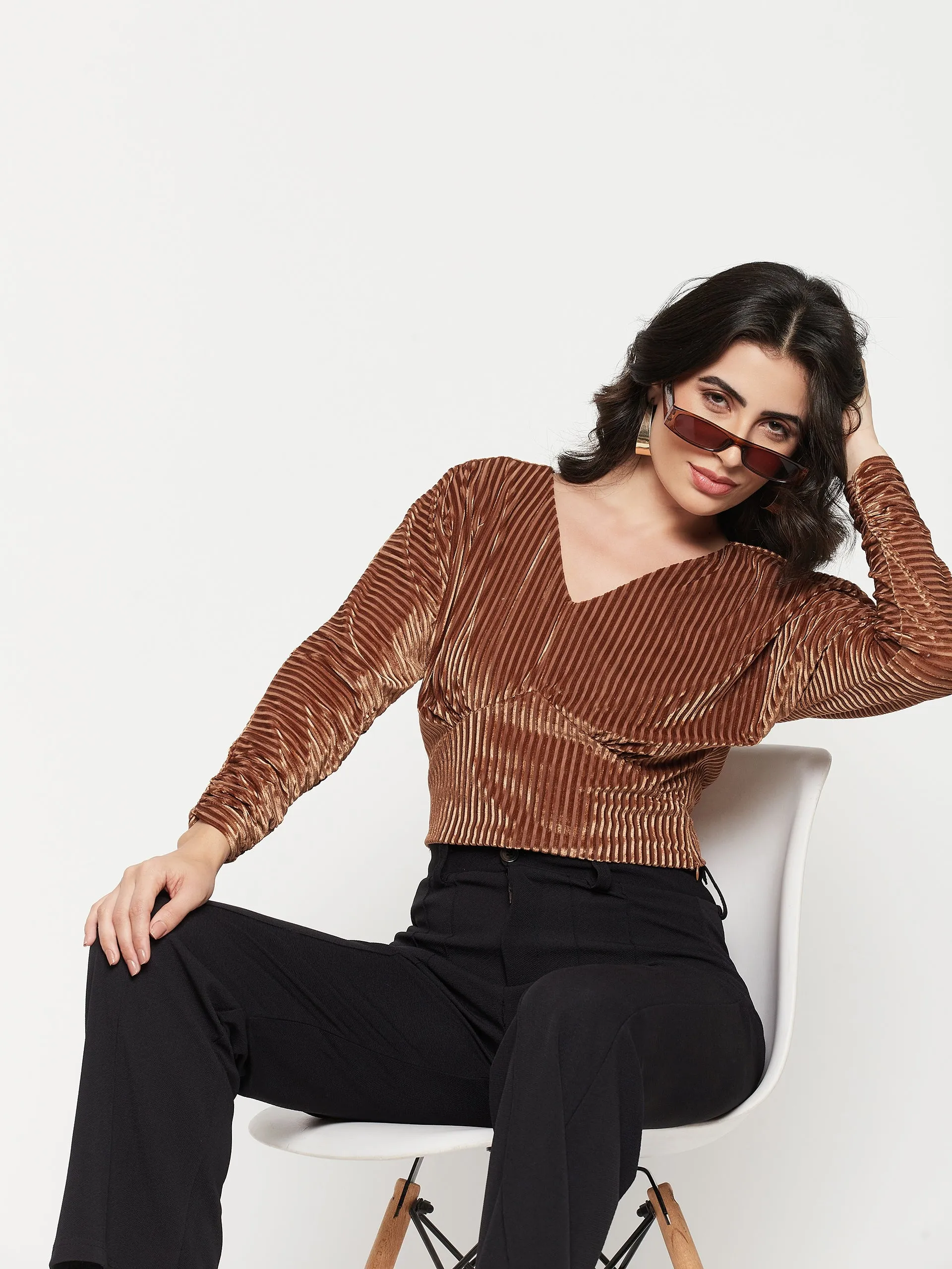 Madame Tanâ Striped Crop Top