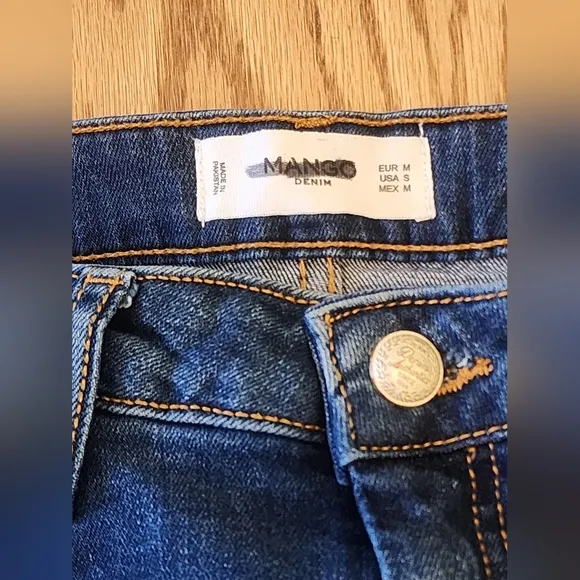 MANGO Jean Skirt Frayed Bottom Womens Size Small Y2K 90s