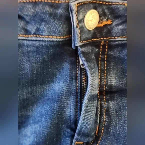 MANGO Jean Skirt Frayed Bottom Womens Size Small Y2K 90s