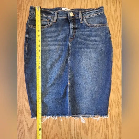 MANGO Jean Skirt Frayed Bottom Womens Size Small Y2K 90s