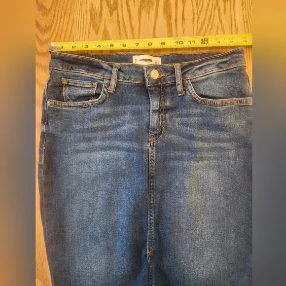 MANGO Jean Skirt Frayed Bottom Womens Size Small Y2K 90s