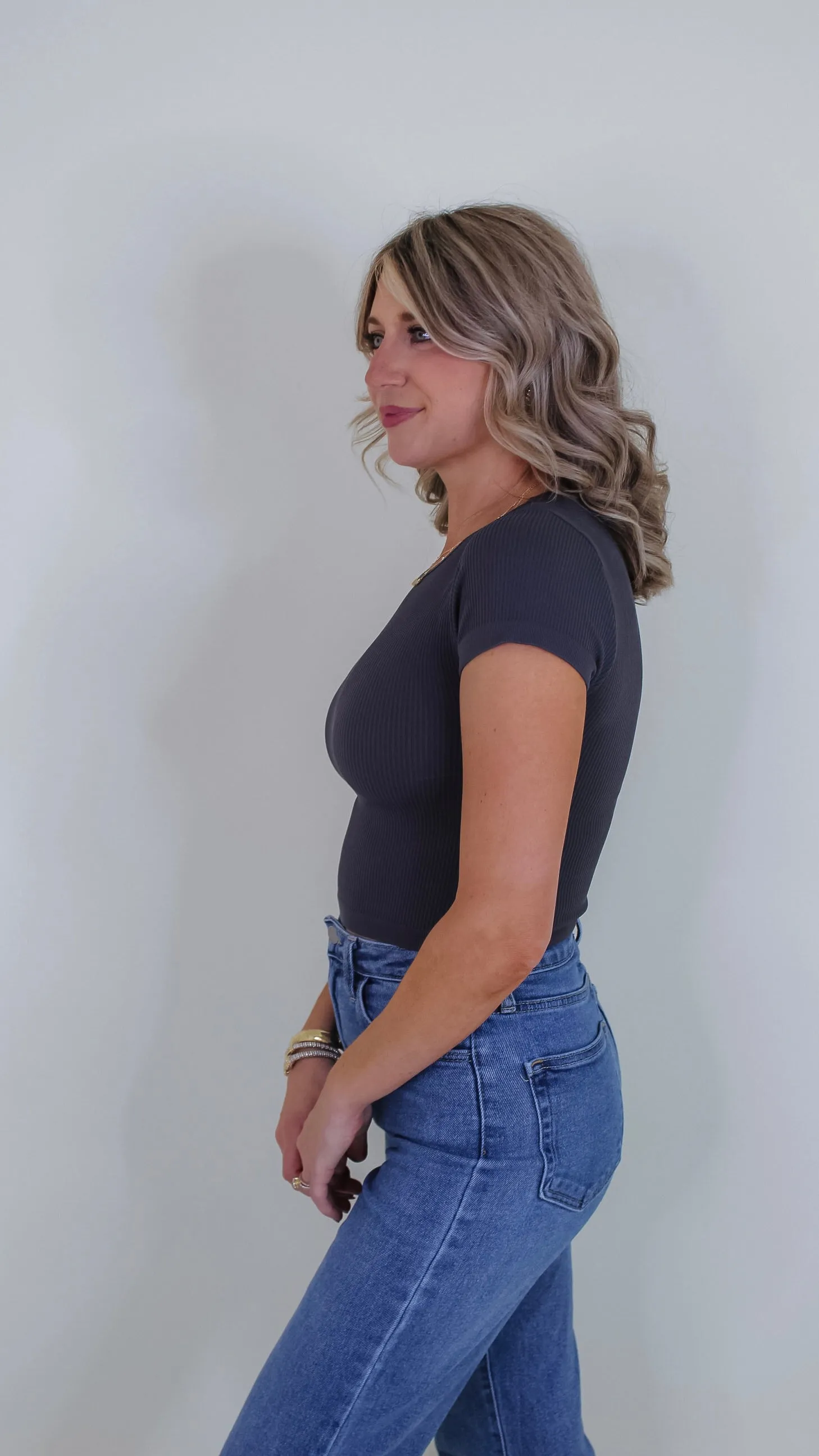 Margo Baby Tee Crop Top - Black Pearl