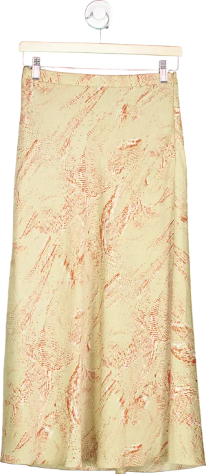ME EM Beige Patterned Midi Skirt Size UK 6