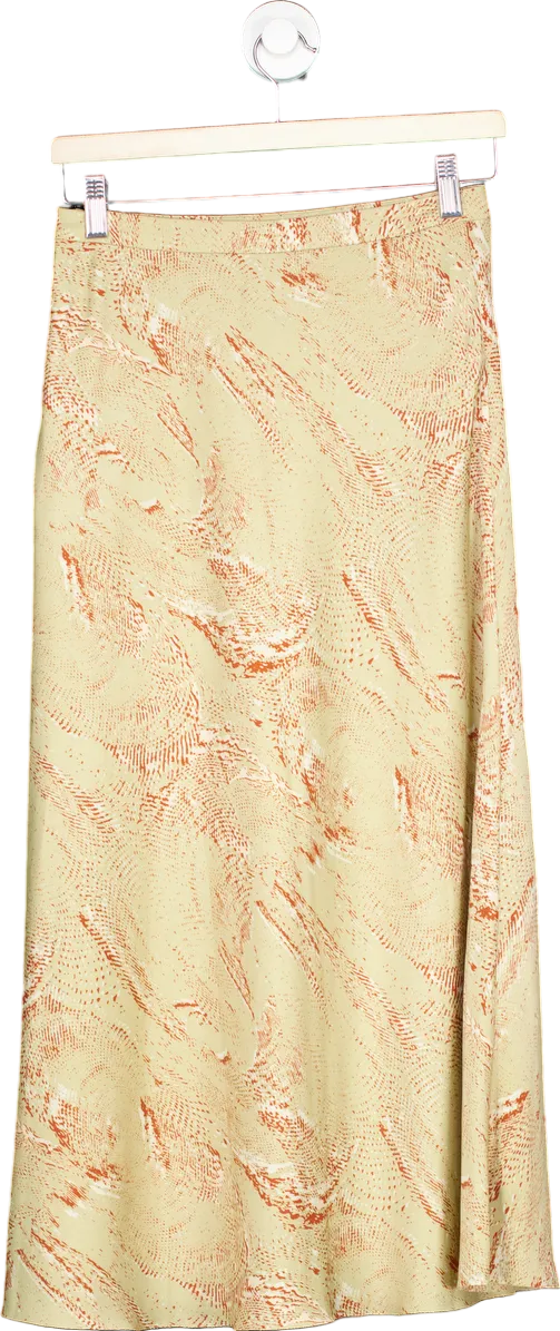 ME EM Beige Patterned Midi Skirt Size UK 6