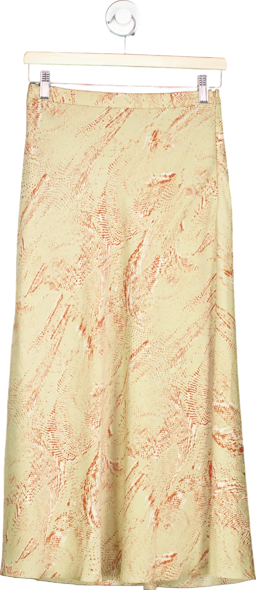 ME EM Beige Patterned Midi Skirt Size UK 6