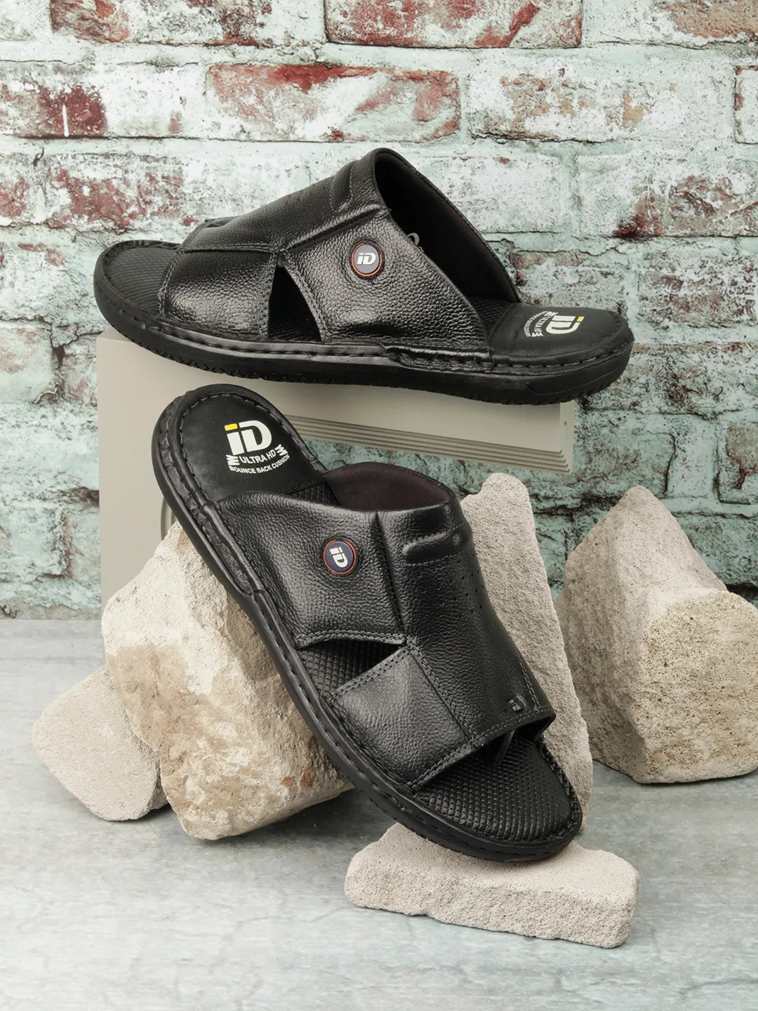 Men's Black Casual Slip On Sandal (ID4052)
