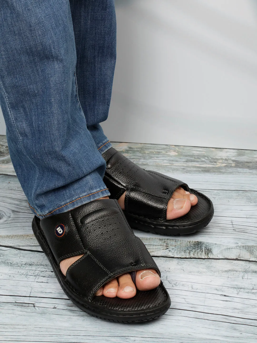Men's Black Casual Slip On Sandal (ID4052)