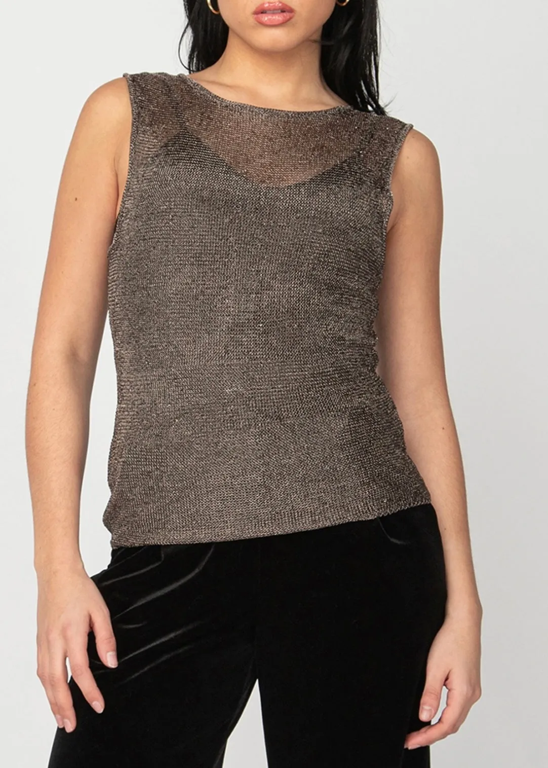 Metallic Mesh Top