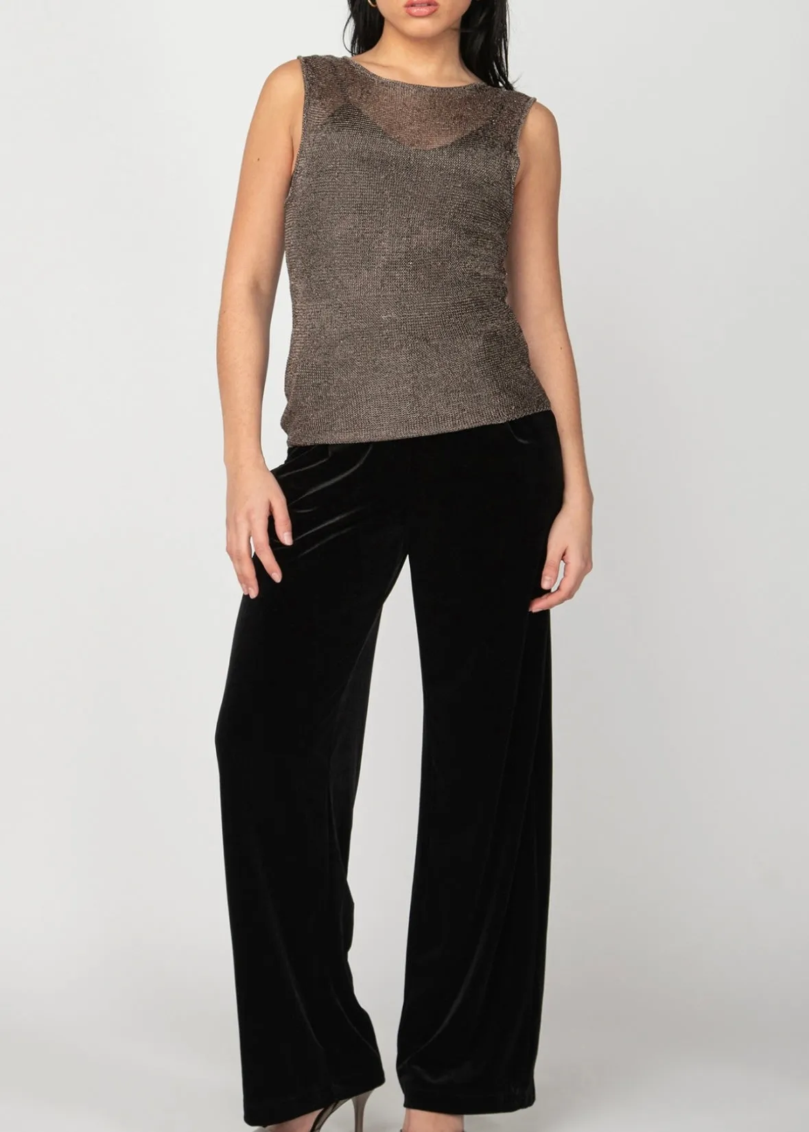 Metallic Mesh Top