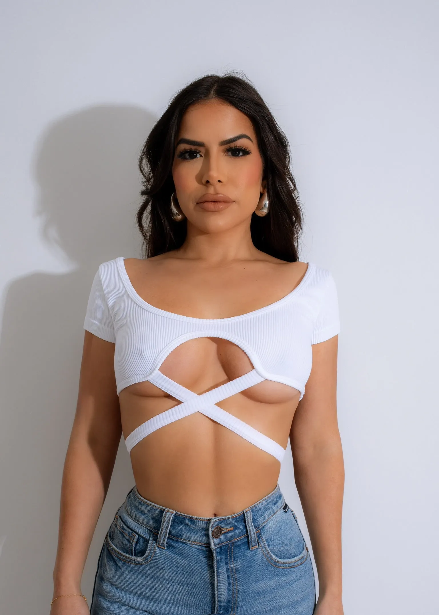 Mind Body Ribbed Crop Top White