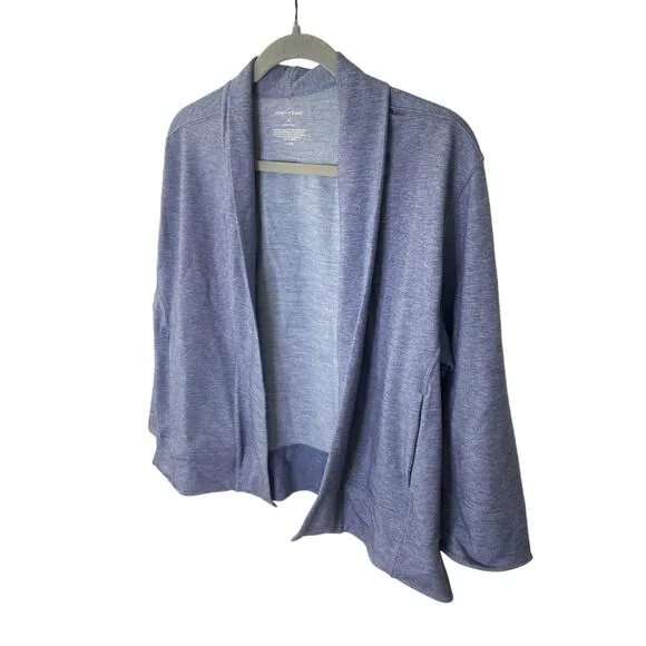 Ministry of Supply Fusion Terry Cardigan Sweater Merino Wool Indigo Heather Sz S