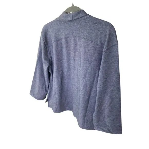 Ministry of Supply Fusion Terry Cardigan Sweater Merino Wool Indigo Heather Sz S