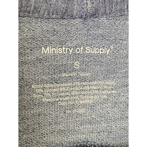 Ministry of Supply Fusion Terry Cardigan Sweater Merino Wool Indigo Heather Sz S