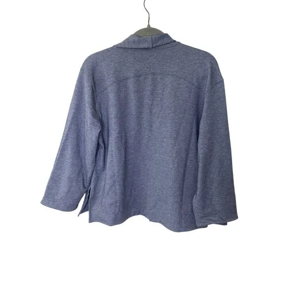 Ministry of Supply Fusion Terry Cardigan Sweater Merino Wool Indigo Heather Sz S