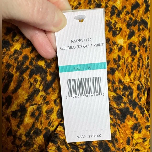 Nannette 3/4 Sleeve GoldiLocks Print Lepore Dress Women’s Size 16 (NWT)