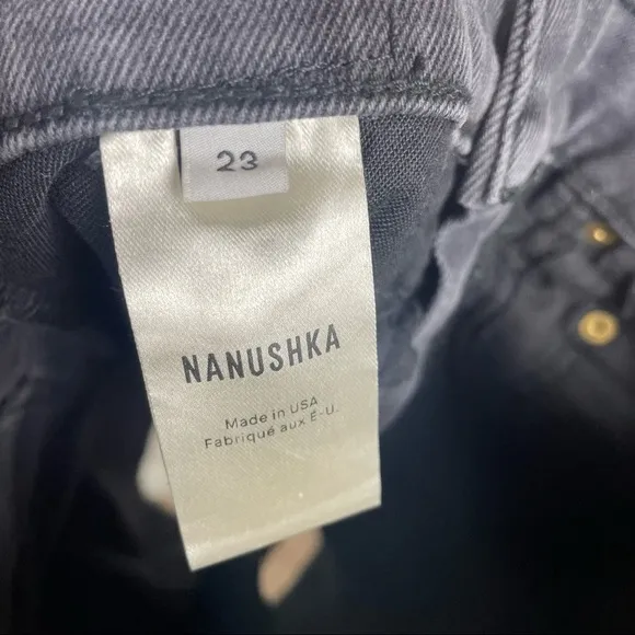 Nanushka Kiki Stretch Denim Bermuda Long Bermuda Cotton Shorts Black