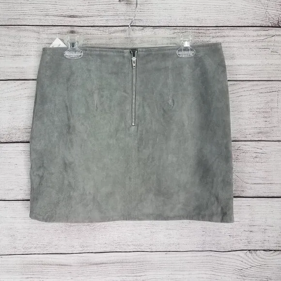 NEW Blank NYC 30 Genuine Leather Suede Mini skirt In Soft Fog Gray